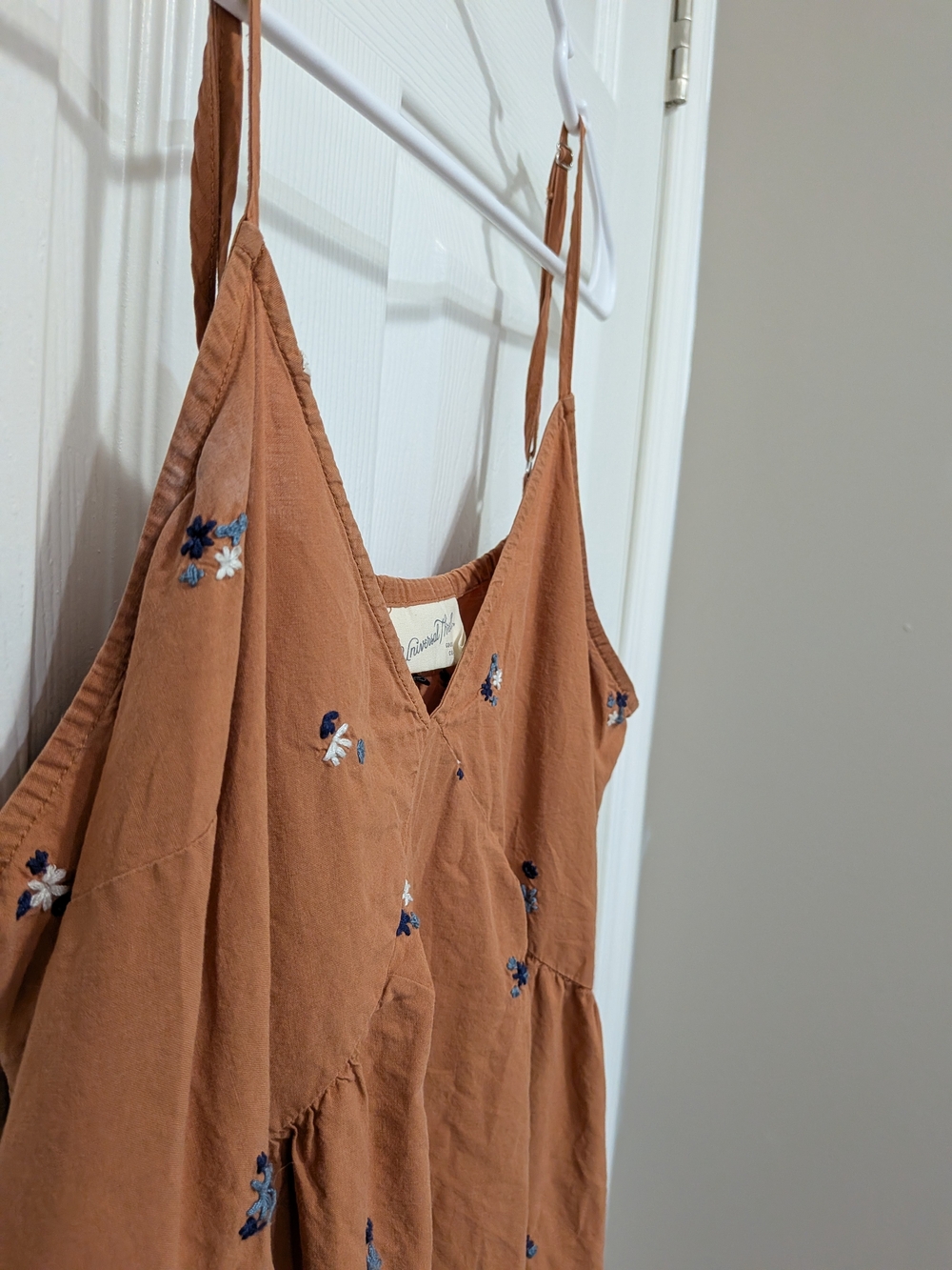 Universal Thread Rust-Brown Embroidered Spaghetti Strap Maxi Dress